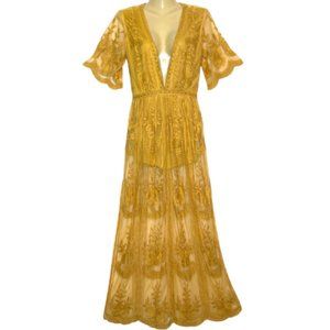 Honey Punch Lace Boho Gypsy Maxi Romper Dress Size S